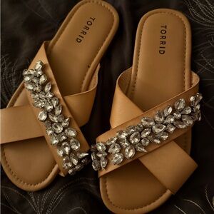 Torrid Criss Cross Rhinestone Slide Sandal Womens Size 9